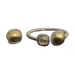 Brighton Silver and Gold Tone Ring and Bracelet Set with Decorative Stones